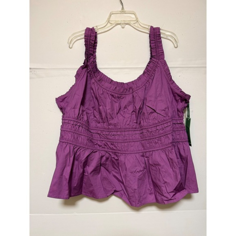 Women Peplum Tank Top 4X Purple Smocked Cotton Boho Business Casual Y2K Cottage - Picture 5 of 11